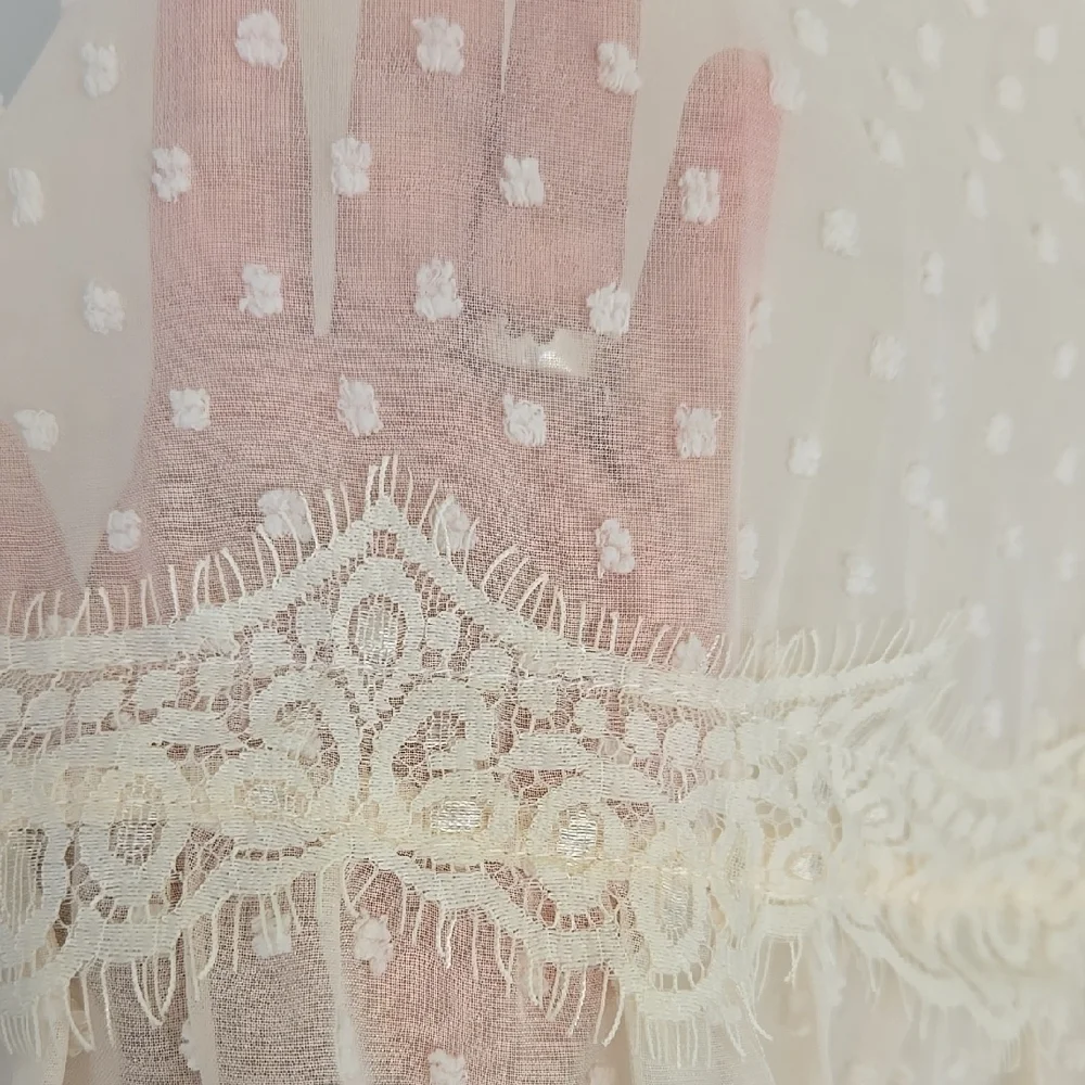 Wistful Moment Ivory Swiss Dot Long Sleeve Dress Size L - Picture 16 of 16